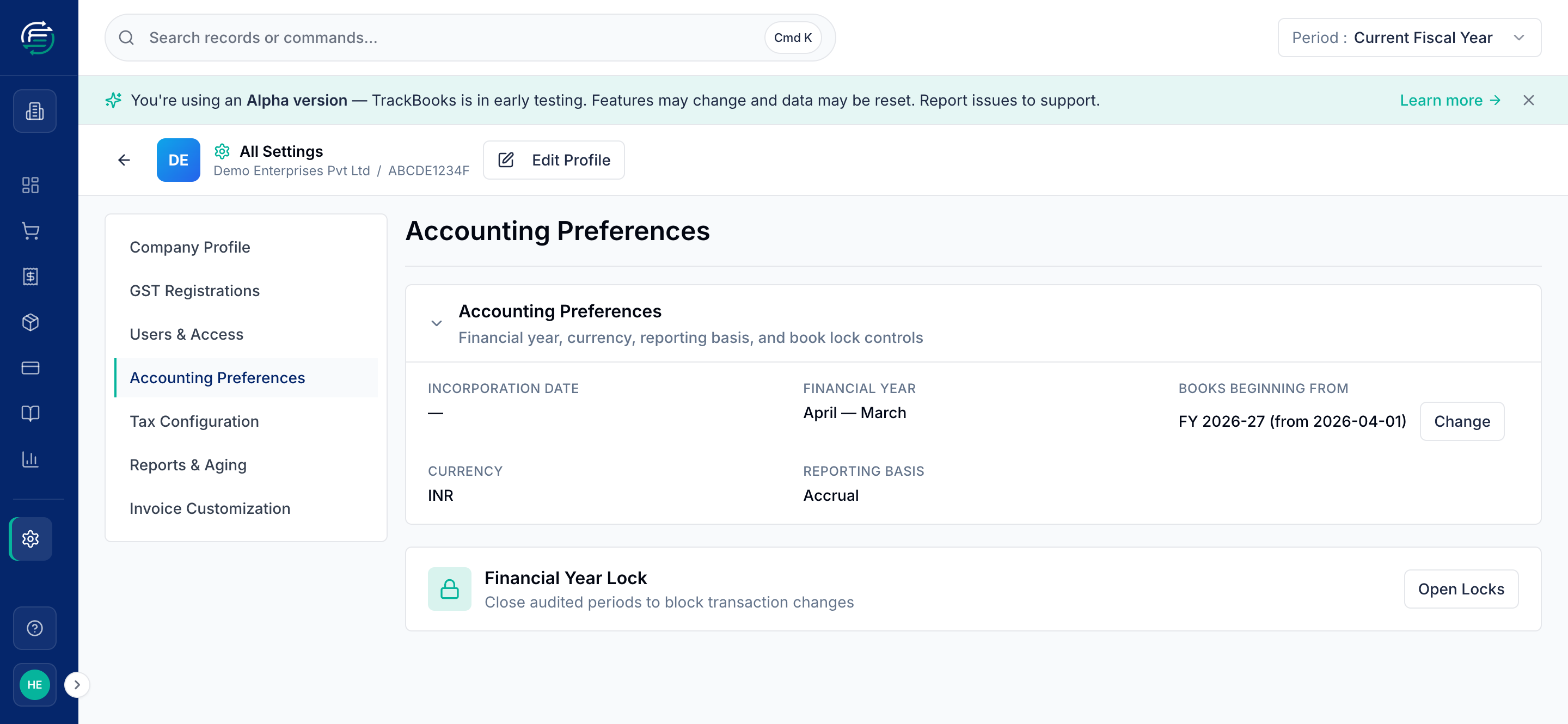 The Accounting Preferences tab