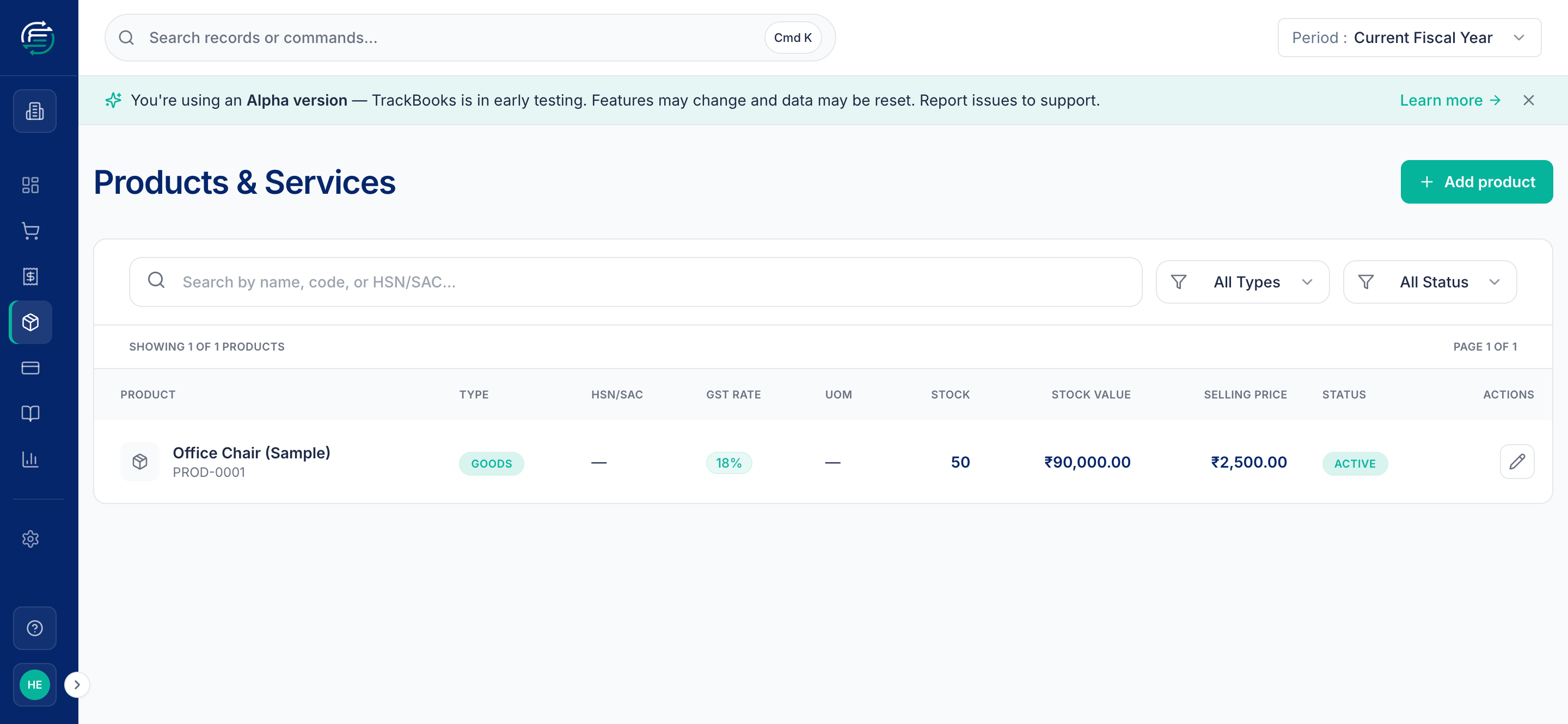 The products & services list