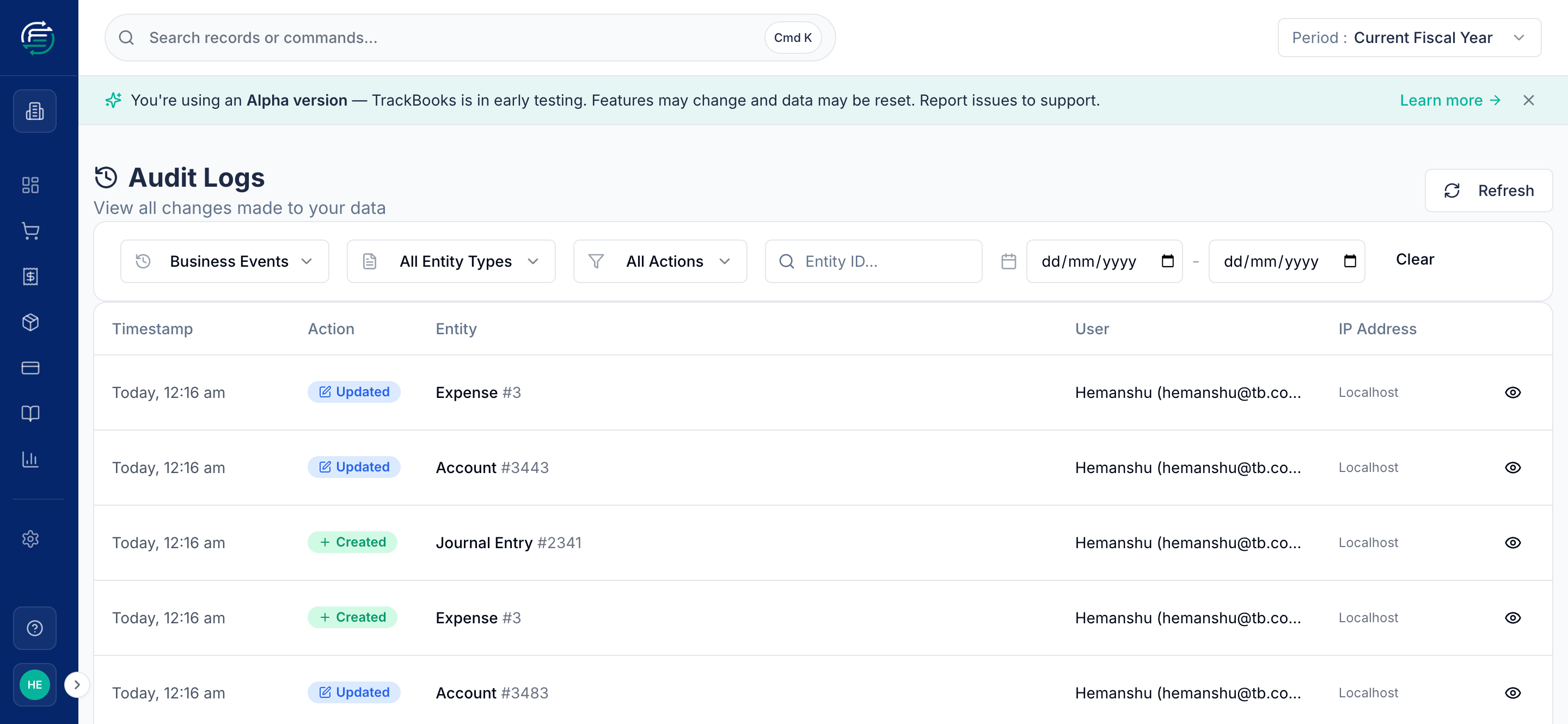 The Audit Logs viewer